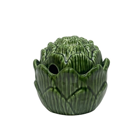 VTG Arnel’s Artichoke Sugar Bowl Ceramic Lidded Jar MCM Boho Kitchen Decor 4.5" - Picture 1 of 6
